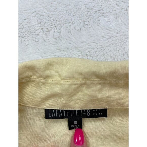 Lafayette 148 Two Piece Skirt Shirt Outfit 10 Spring Easter Summer Yellow Embroi - Picture 8 of 11